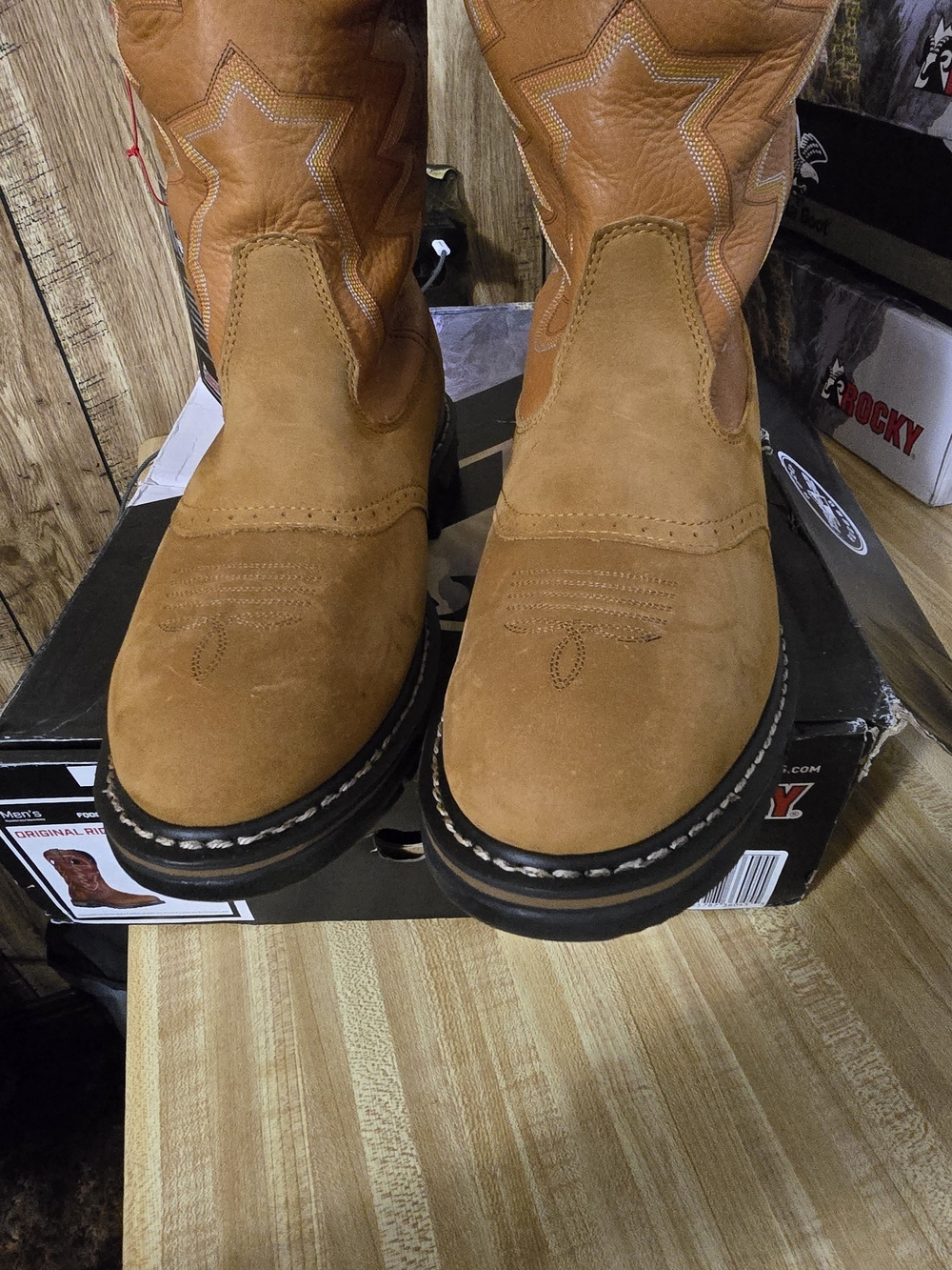 Rocky 13 W Original Ride Men's Tan Western Waterproof Suede Work Boots NWT
